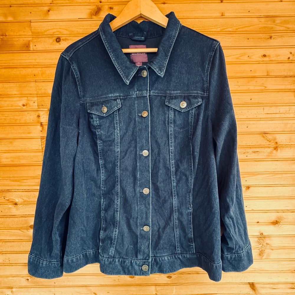 Gloria Vanderbilt Jean Jacket Indigo Knit XXL NWT Dark Blue Classic Layering